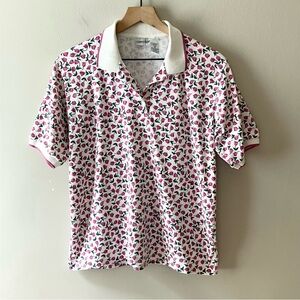 CABIN CREEK Pink Floral Tulip Short Sleeve Polo